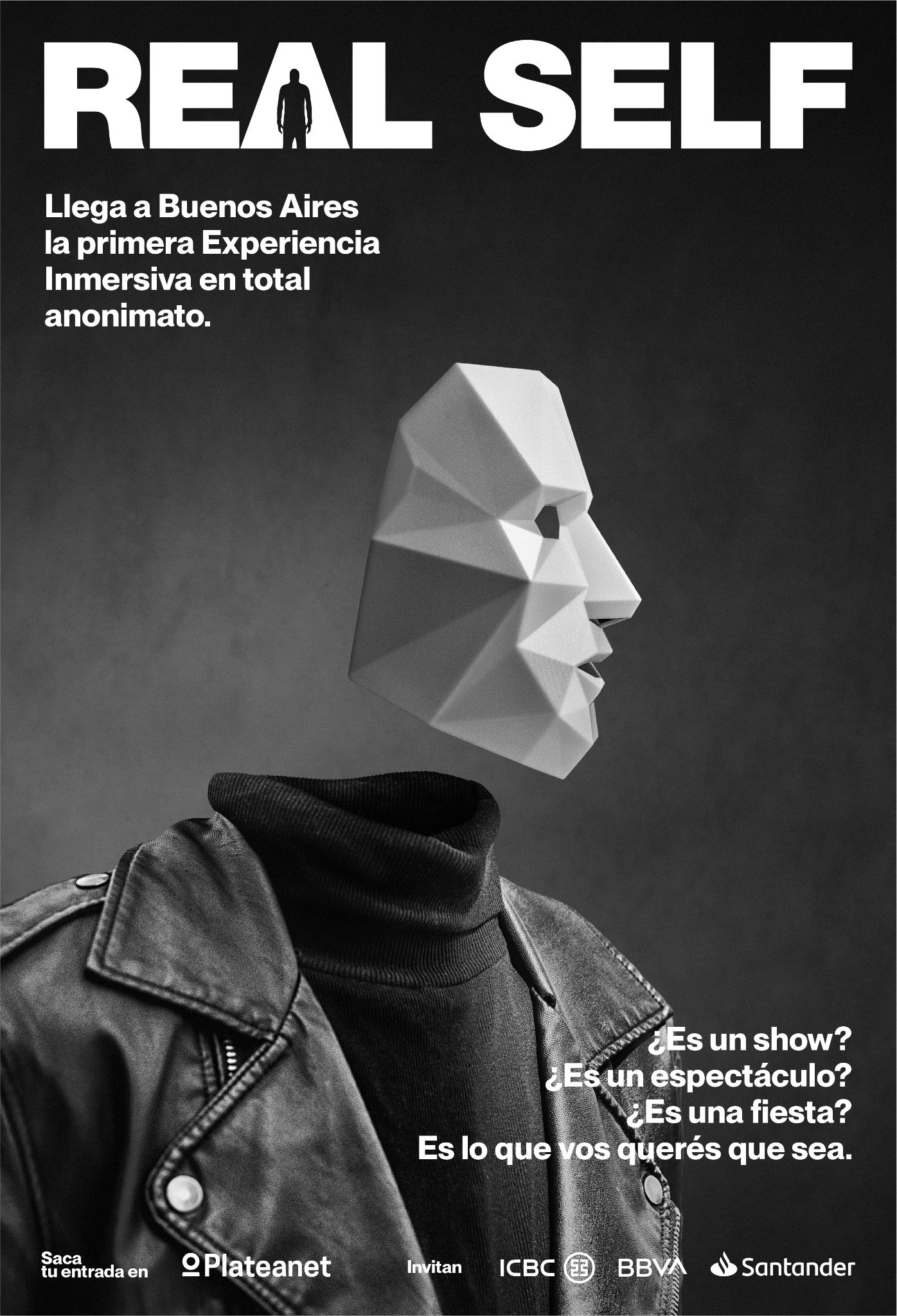 Real Self Experience - Person wearing geometric white mask